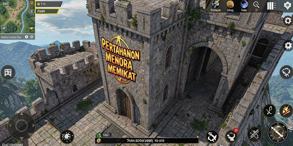 Tampilan gameplay 66D dengan menara dan musuh yang mendebarkan.