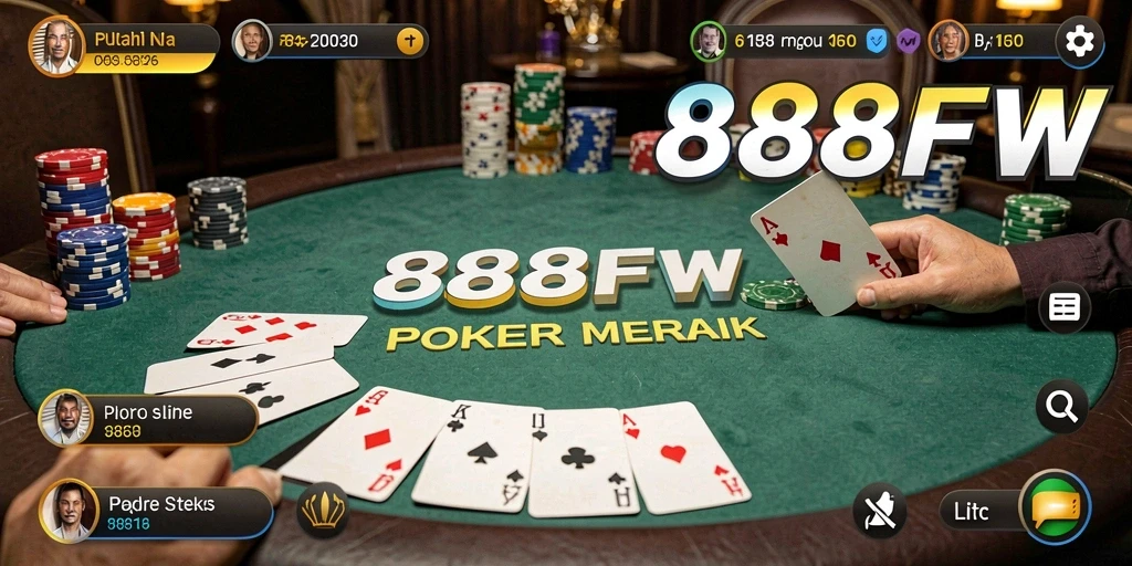 Screenshot gameplay permainan Poker yang menarik di 888FW.