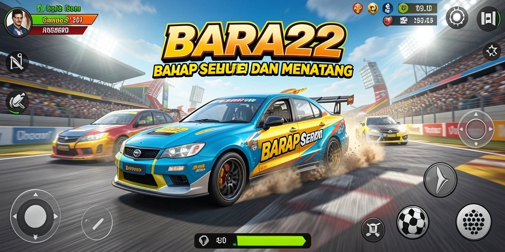 Gameplay seru di lintasan balap BARA22.