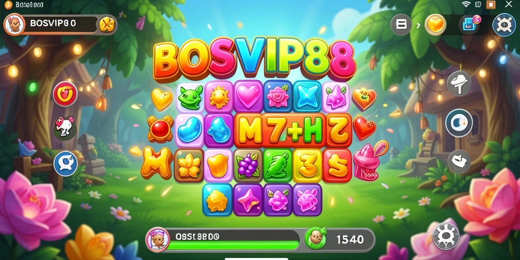 Tampilan menarik dari gameplay seru BOSVIP88 Match-3.