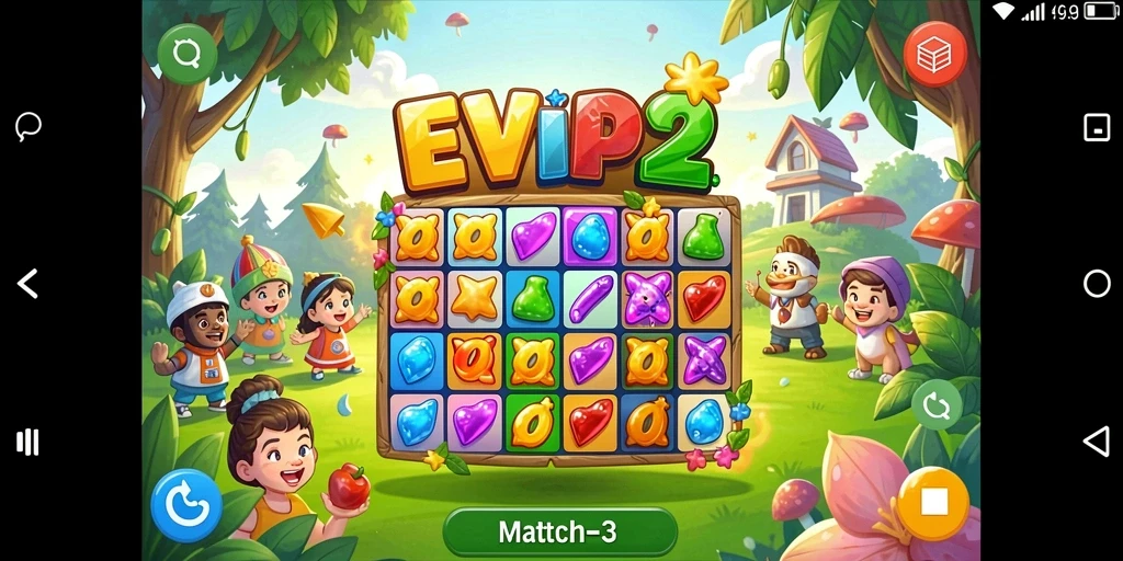 Screenshot gameplay EVIP2 menampilkan tantangan seru dalam Match-3.
