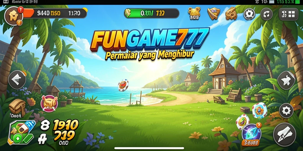 Tampilan gameplay FUNGAME777 yang menarik dan penuh warna.