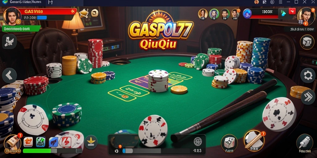Screenshot utama GASPOL77 menampilkan gameplay intens QiuQiu.