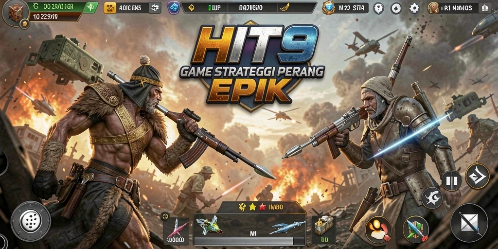 Screenshot menunjukkan aksi pertempuran strategis dalam HIT9.