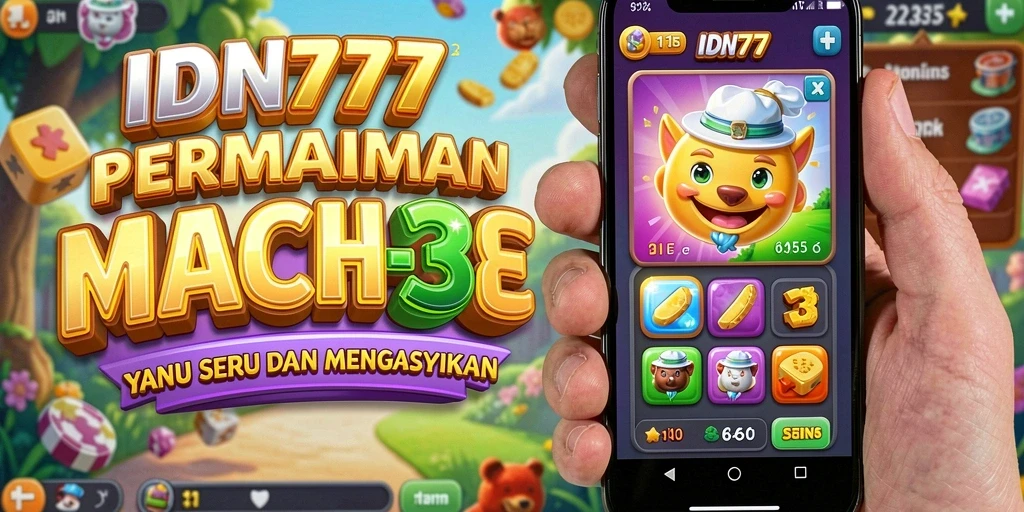 Tampilan gameplay seru dari permainan Match-3 IDN777.