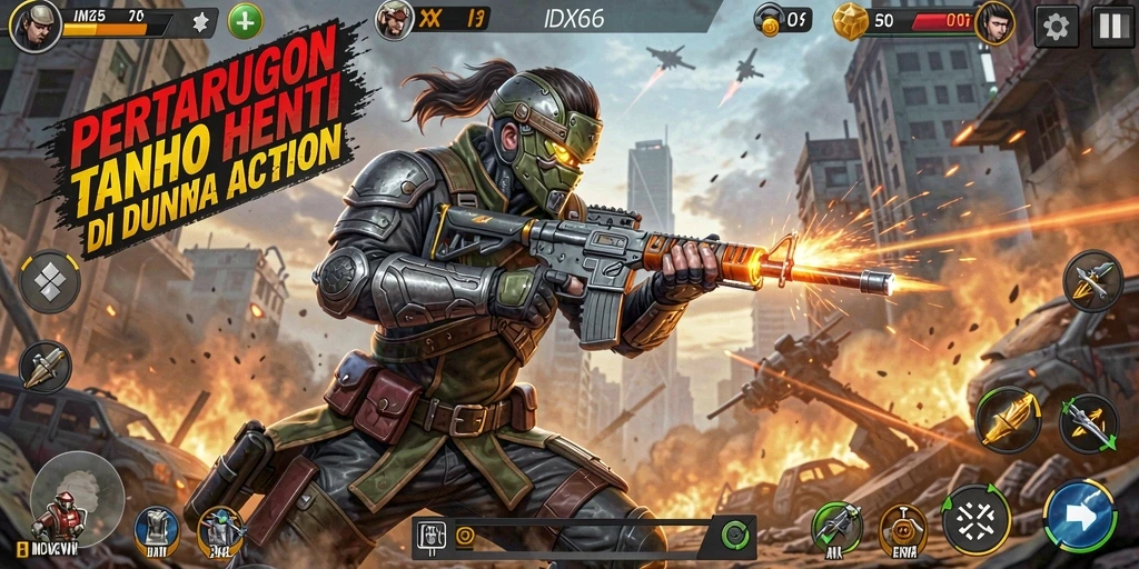 Screenshot gameplay IDX66 menampilkan aksi pertempuran yang mendebarkan.