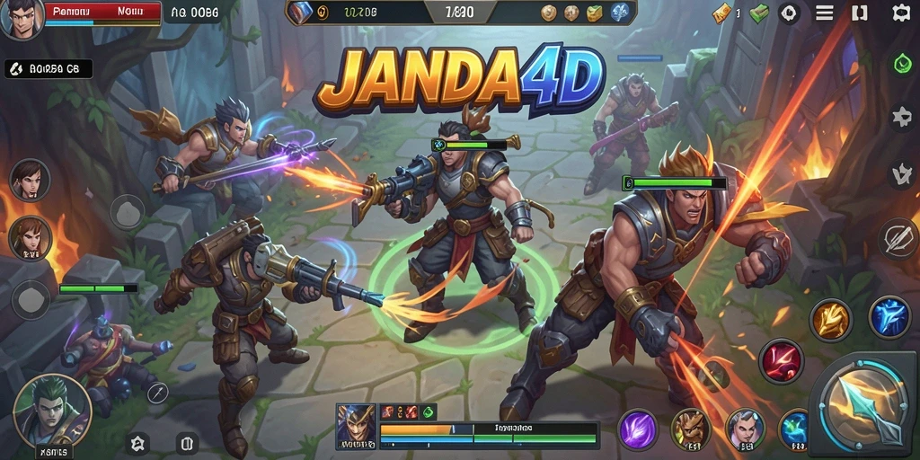 Screenshot gameplay JANDA4D menampilkan pertarungan seru antar karakter.