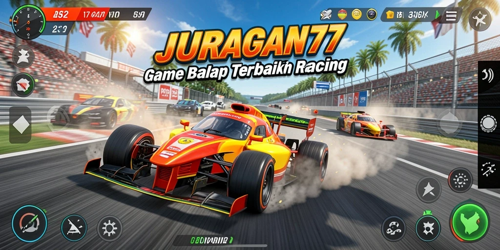 Screenshot gameplay JURAGAN77 menampilkan balapan yang seru dan adrenalin tinggi.