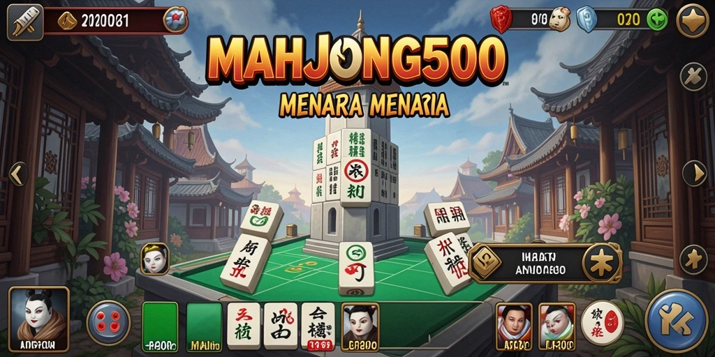 Tampilan gameplay MAHJONG500 dengan pertempuran Tower Defense yang menegangkan.