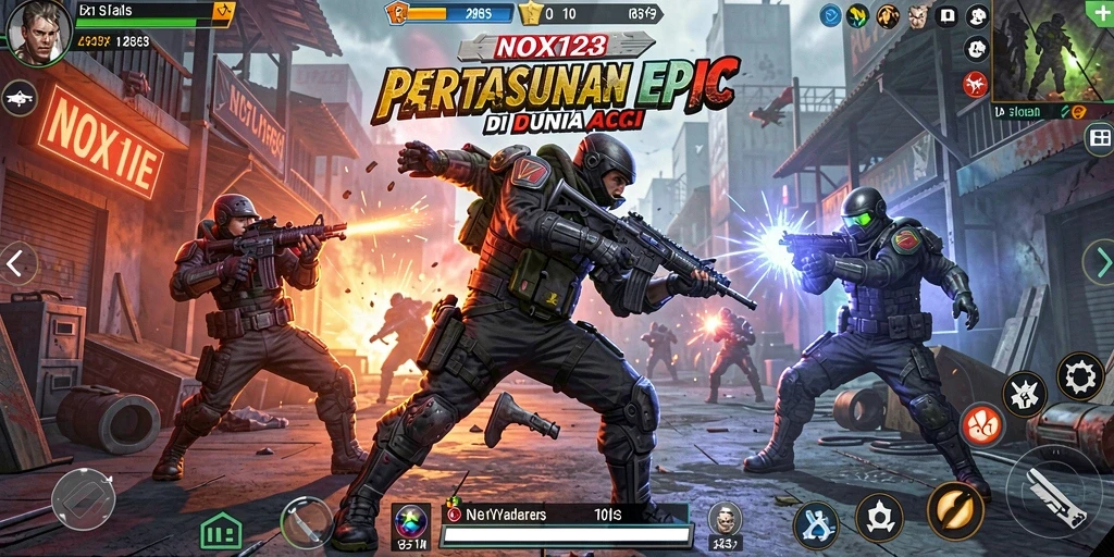 Tampilan aksi mendebarkan dalam gameplay NOX123 dengan efek visual menawan.