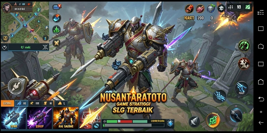 Screenshot gameplay strategis NUSANTARATOTO yang menampilkan pertempuran seru.