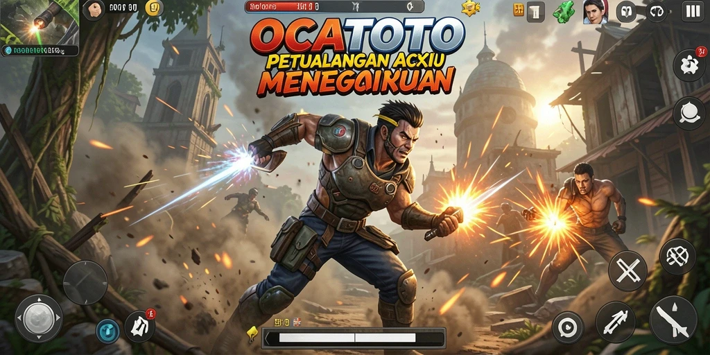 Screenshot gameplay dari OCATOTO menampilkan aksi intens dan grafis yang menakjubkan.