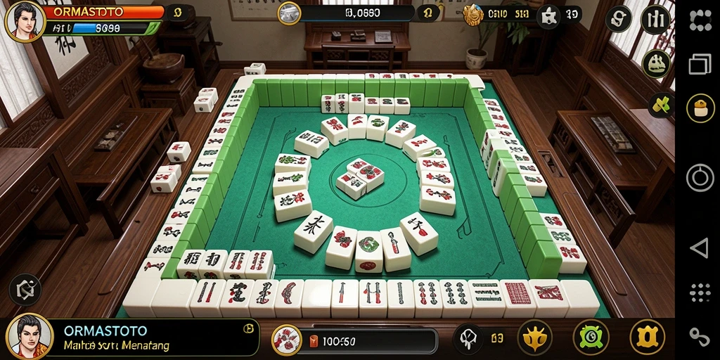Gameplay ORMASTOTO menampilkan strategi menyusun ubin Mahjong yang menarik.