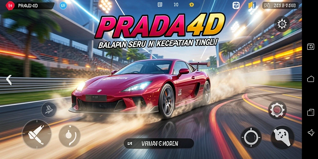 Tangkapan layar utama dari gameplay balap di PRADA4D.