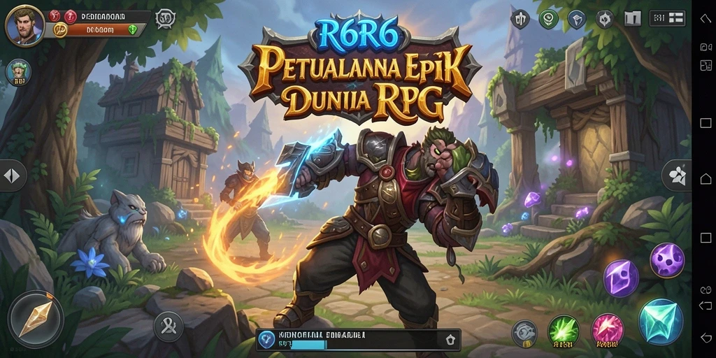Tampilan gameplay R6R6 dengan karakter yang sedang bertarung di dunia fantasi.