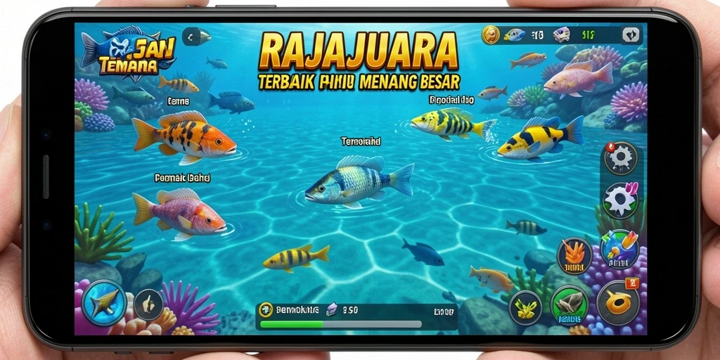 Gameplay menarik RAJAJUARA dengan aksi menembak ikan yang seru.