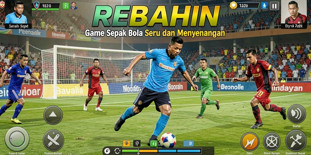 Screenshot gameplay REBAHIN yang menampilkan aksi seru sepak bola.