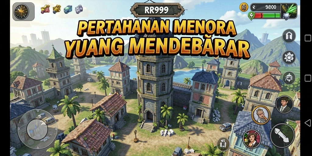 Screenshot gameplay menampilkan strategi menempatkan menara untuk pertahanan yang maksimal.
