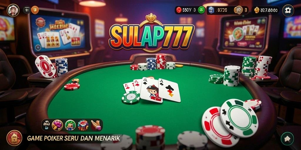 Tampilan permainan poker yang mendebarkan di SULAP777.