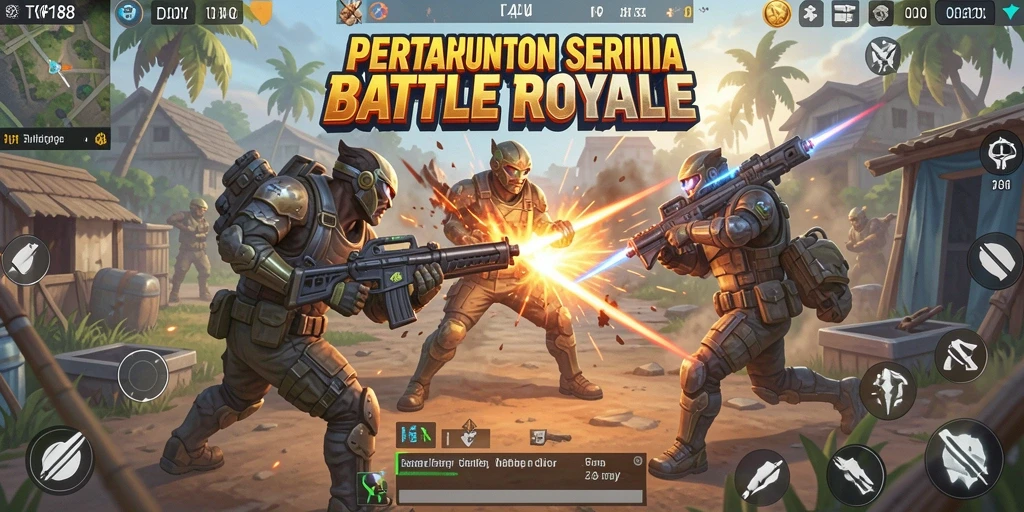 Screenshot gameplay TKP188 dengan aksi Battle Royale yang mendebarkan.